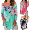Floral Print Autumn Blouse 2017 Women Long Sleeve Shirt Blouses Long Tops offshoulder