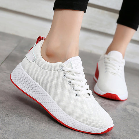 Comfortable women sneakers air mesh spring/autumn shoes solid black/white/pink female shoes