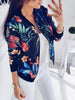 Women Coat Fashion Ladies Retro Floral Zipper Up Bomber Jacket Casual Coat