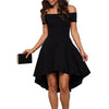 Sexy Off the Shoulder Asymmetrical Hem Summer Dress 2018 Women Elegant Solid