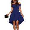 Sexy Off the Shoulder Asymmetrical Hem Summer Dress 2018 Women Elegant Solid