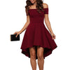 Sexy Off the Shoulder Asymmetrical Hem Summer Dress 2018 Women Elegant Solid