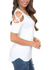 RENBANG Women Summer Short Sleeve Strappy Cold Shoulder T-Shirt Tops t shirt Women