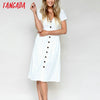 Tangada 2018 summer cotton dress women tunic v neck short sleeve pink midi dresses