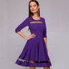 Elegant Mesh Patchwork A-line Dress Women 2018 Summer Sexy Hollow Out Half Sleeves