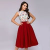 Women Sleeveless Draped Mid Dress 2018 Summer New Fashion O-Neck Print Dresses