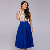 Women Sleeveless Draped Mid Dress 2018 Summer New Fashion O-Neck Print Dresses