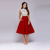 Women Sleeveless Draped Mid Dress 2018 Summer New Fashion O-Neck Print Dresses