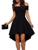 2018 Summer Dress Women's Sexy Off the Shoulder Asymmetrical Hem Slash Neck Short Sleeves