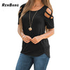 RENBANG Women Summer Short Sleeve Strappy Cold Shoulder T-Shirt Tops t shirt Women
