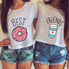 T shirt women 2018 digital short round neck best friends letter printing T-shirt Europe summer